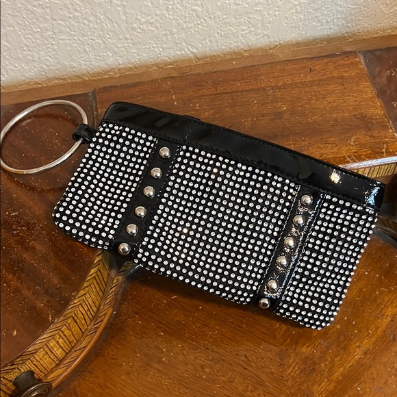 Handbags - 🔥Chic Y2K Black Clutch with Silver Accents crystal rocker silver hoop